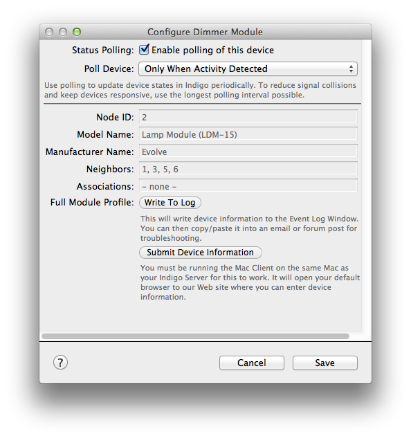 device dialog example using fontSize "small" and the fontColor "darkgray"
