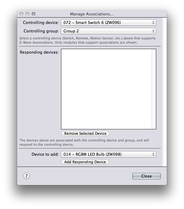 Z-Wave Dialog Manage Associations Image