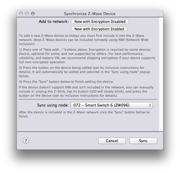 Z-Wave New Device Dialog Image