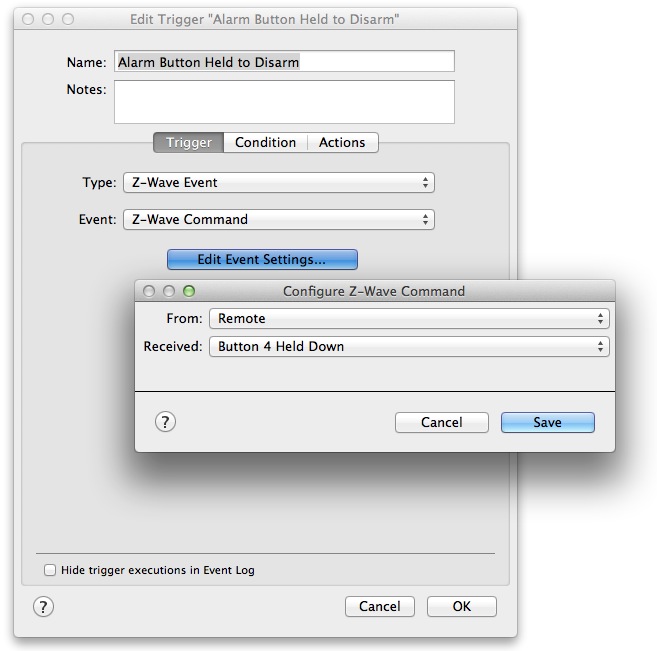 Alarm Disarm Button Held Trigger Image