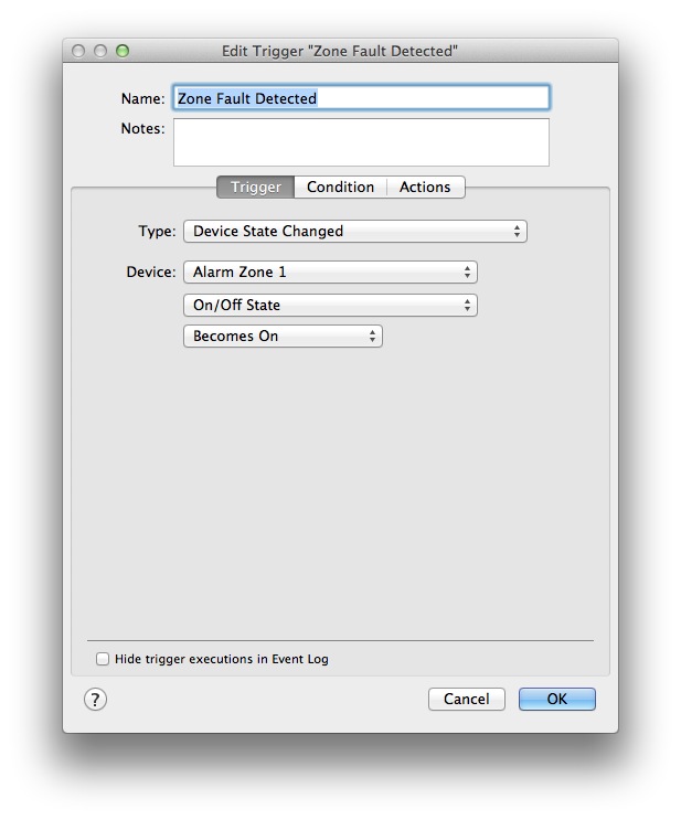 Alarm Zone Fault Trigger Image