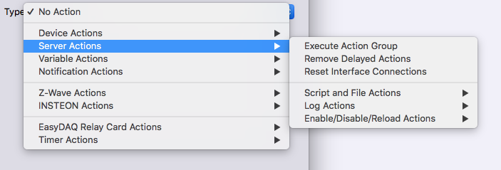 Server Actions Type Menu Image