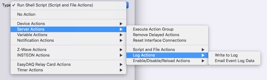 Log Actions Type Menu Image