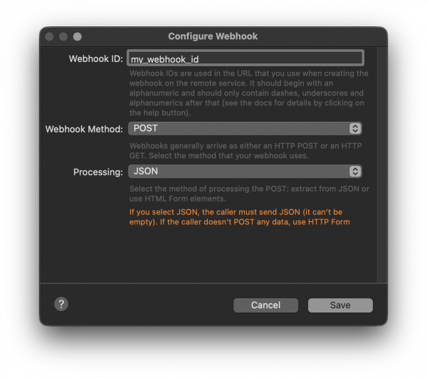Webhook Trigger Config
