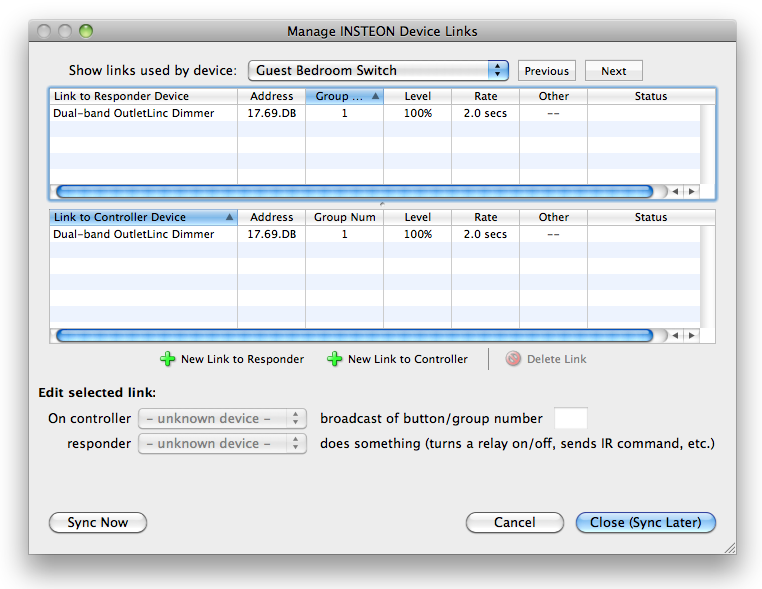 Device Links Dialog Image