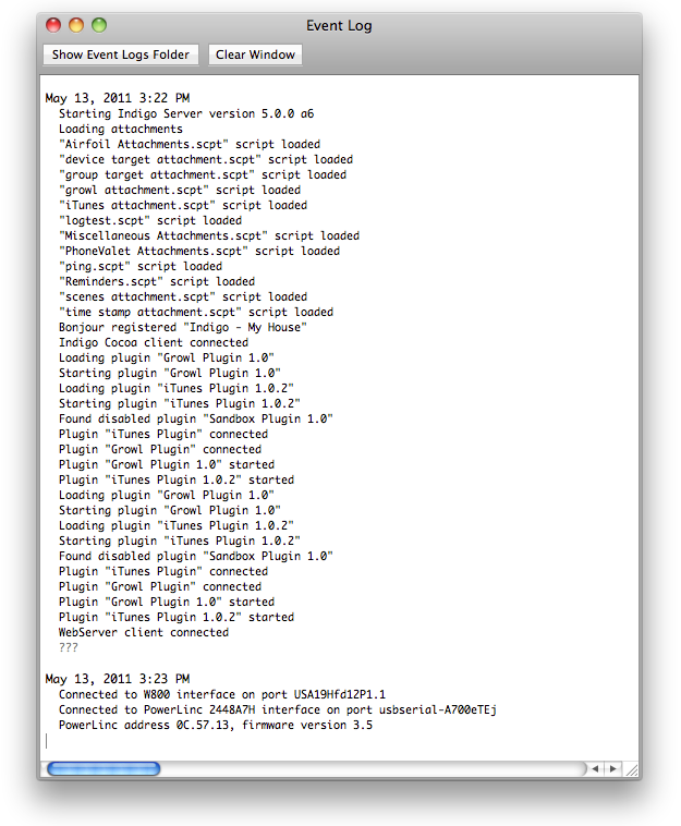 Event Log Window Image