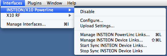 Interfaces Insteon Menu Image