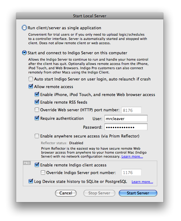 Start Server Dialog Image
