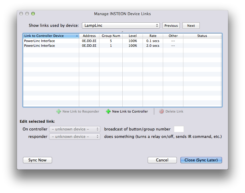 Device Links Dialog Image