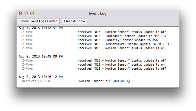 Event Log Window Image