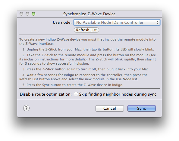 Z-Wave New Device Dialog Image