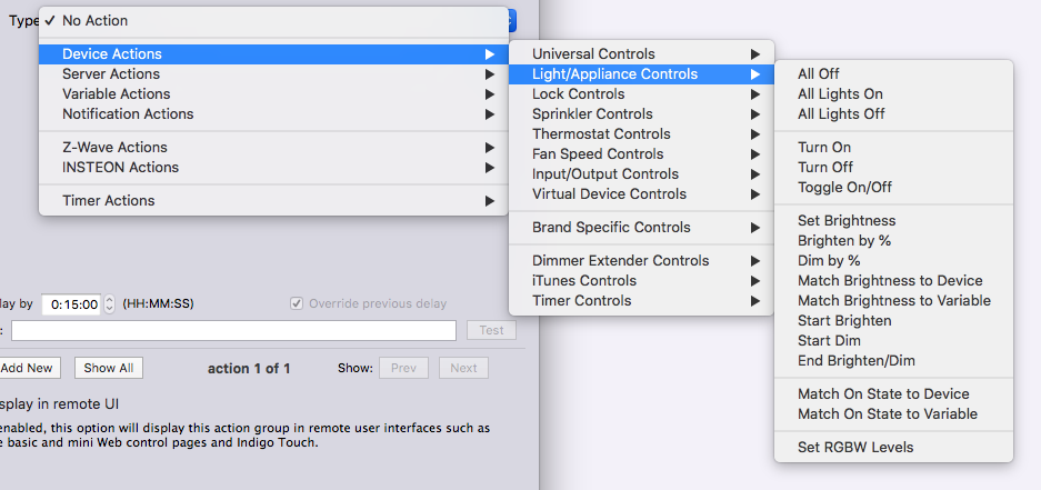 Light Controls Menu Image