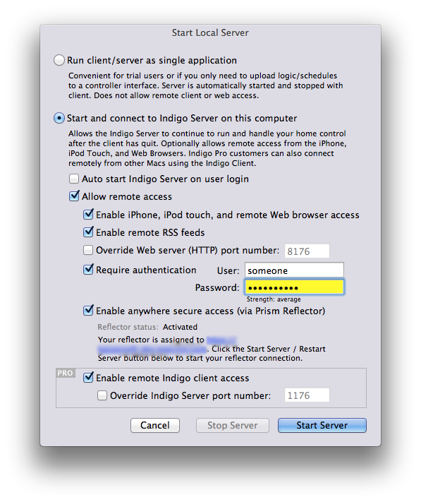 Start Server Dialog Image