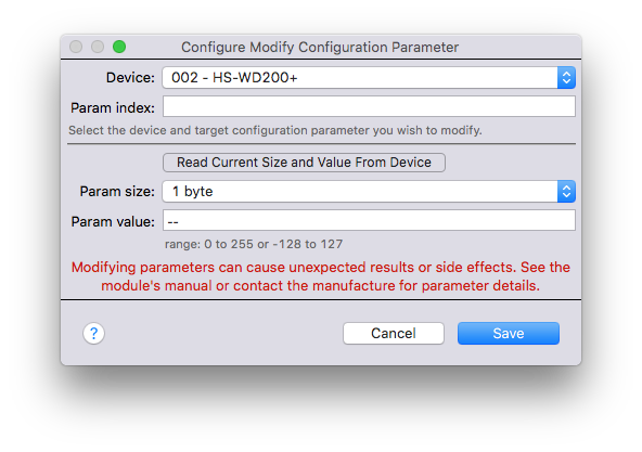 Z-Wave Modify Configuration Paraameter Action Image