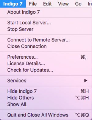 Indigo 7 Menu Image