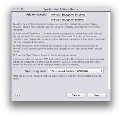 Z-Wave New Device Dialog Image