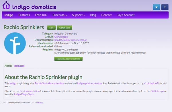 Rachio Plugin Store Detail Image